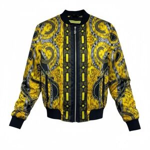 Versace Jeans Gold Barocco Bomber Jacket Men's XS/S Slim Fit NEW Exclusive Print